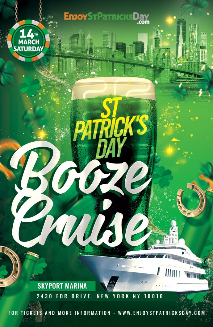 St Paddy's Day Booze Cruise Flyer in New York City